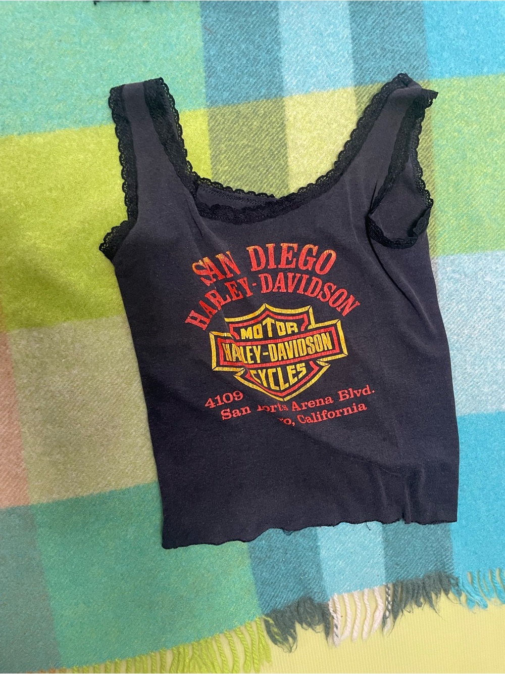Vintage 80s Harley Davidson Ladies Sportique Lacy Tank Top - Picture 4 of 4